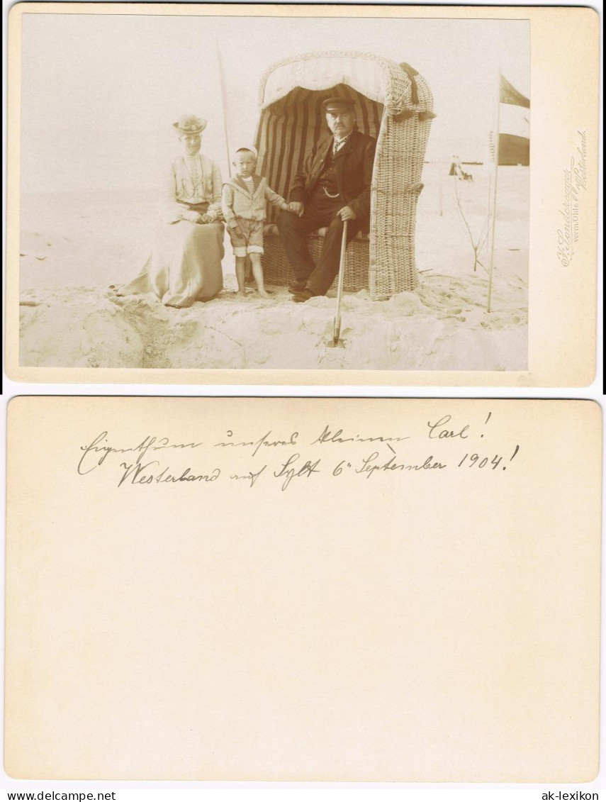 Westerland-Sylt Familie Im Strandkorb CDV Kabinettfoto 1890 Kabinetfoto - Andere & Zonder Classificatie