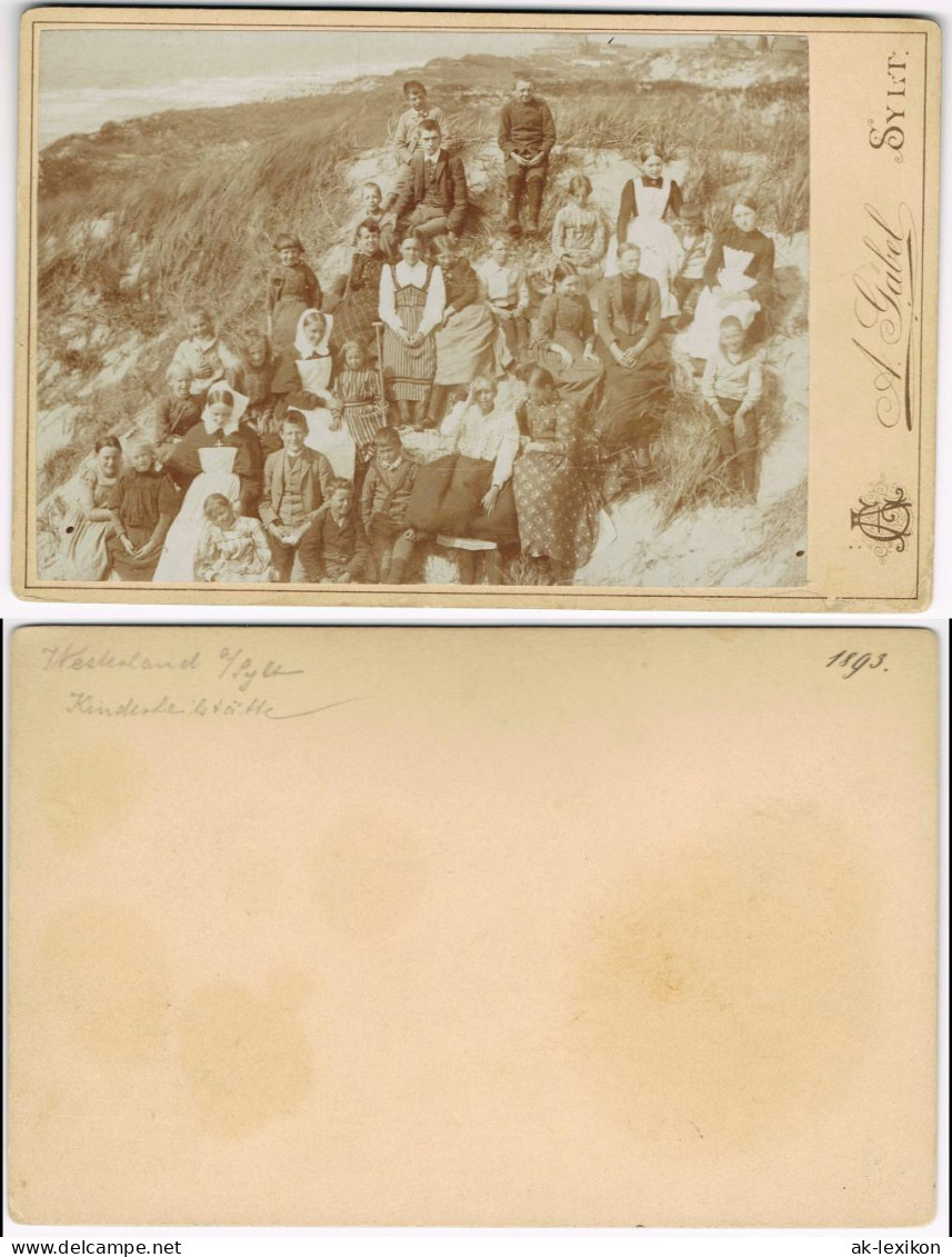 Insel Sylt Kinder Und Nonnen In Den Dünen Sylt CDV Kabinettfoto 1895 Kabinetfoto - Autres & Non Classés