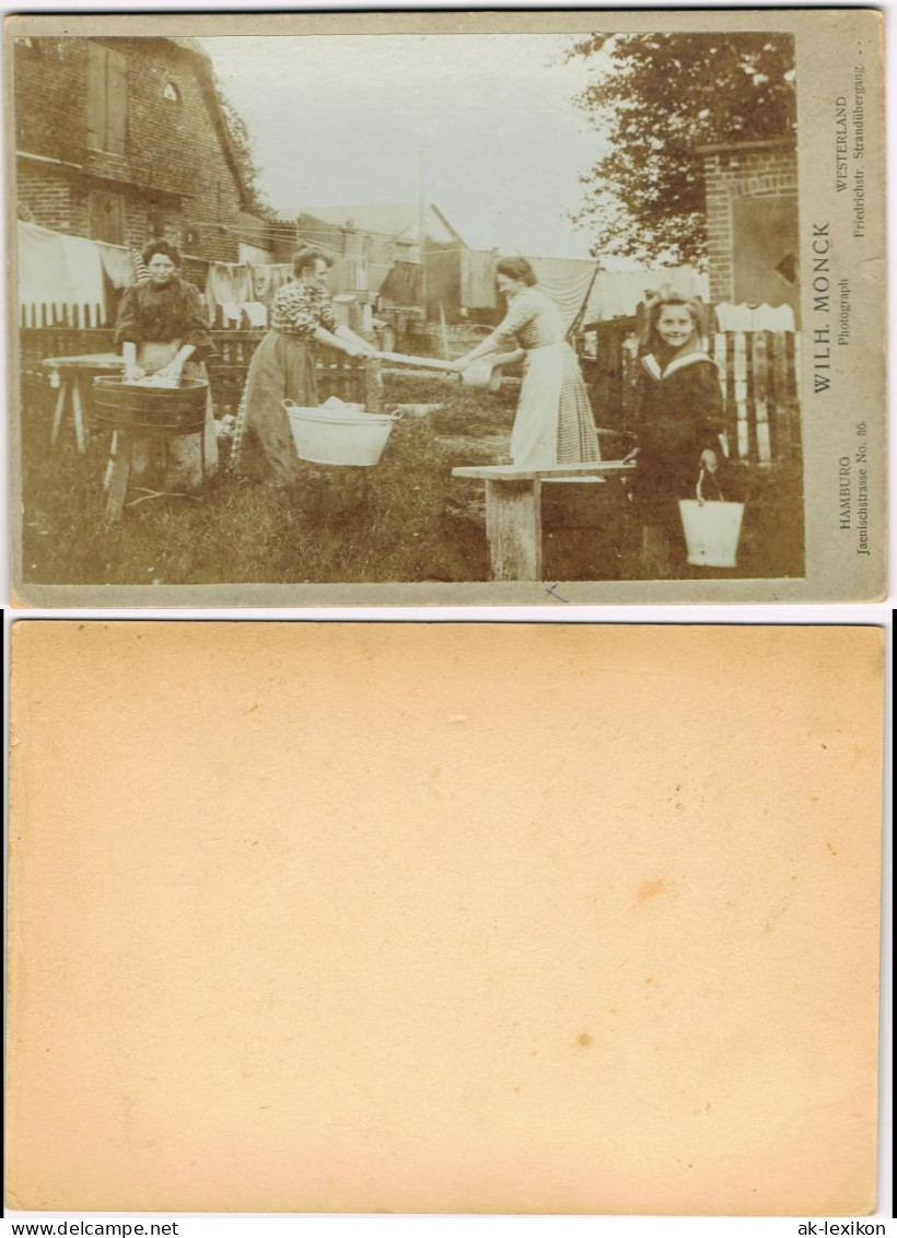 Ansichtskarte Westerland-Sylt Wäsche Waschen - Hinterland 1894 Kabinetfoto - Autres & Non Classés