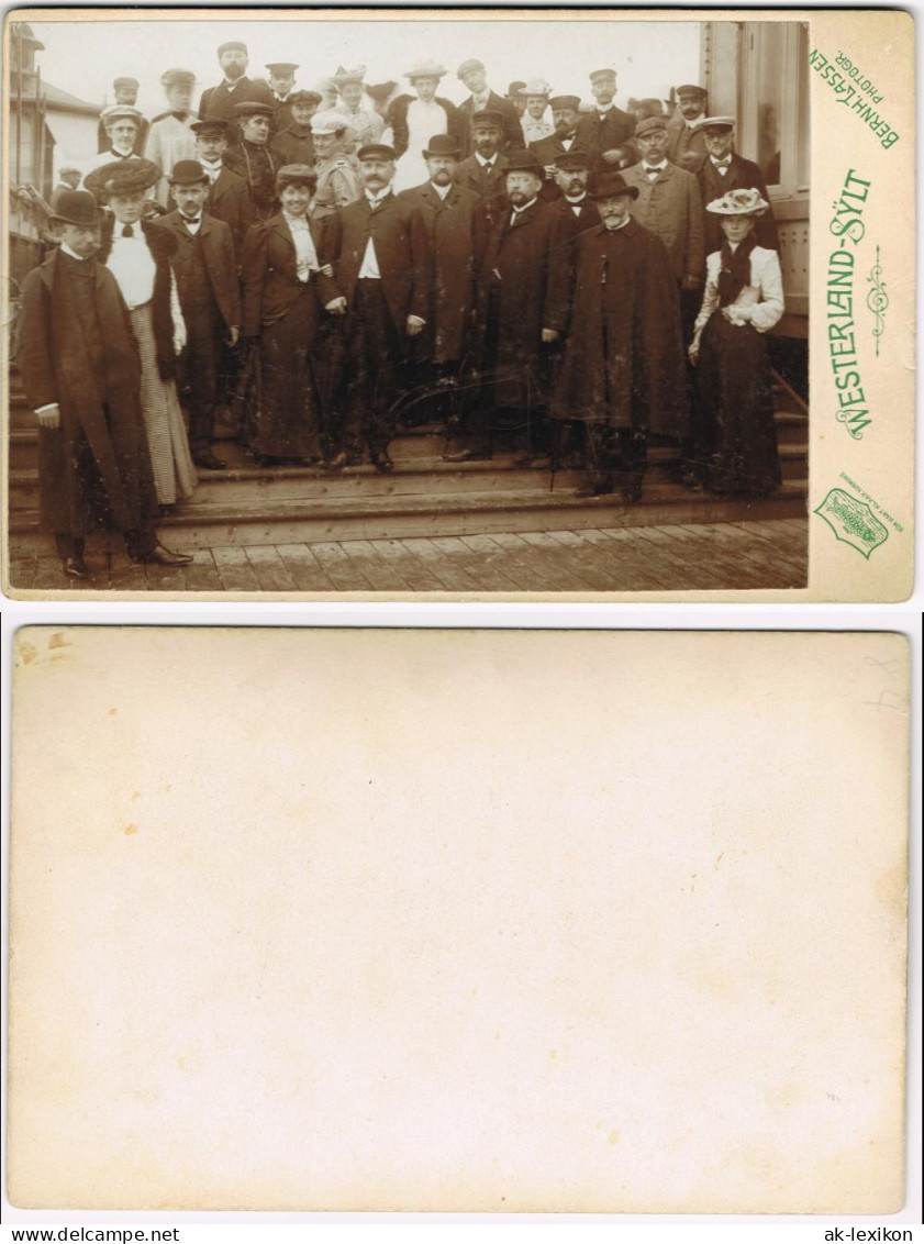 Ansichtskarte Westerland-Sylt Menschengruppe - Aufgang 1895 Kabinetfoto - Sonstige & Ohne Zuordnung