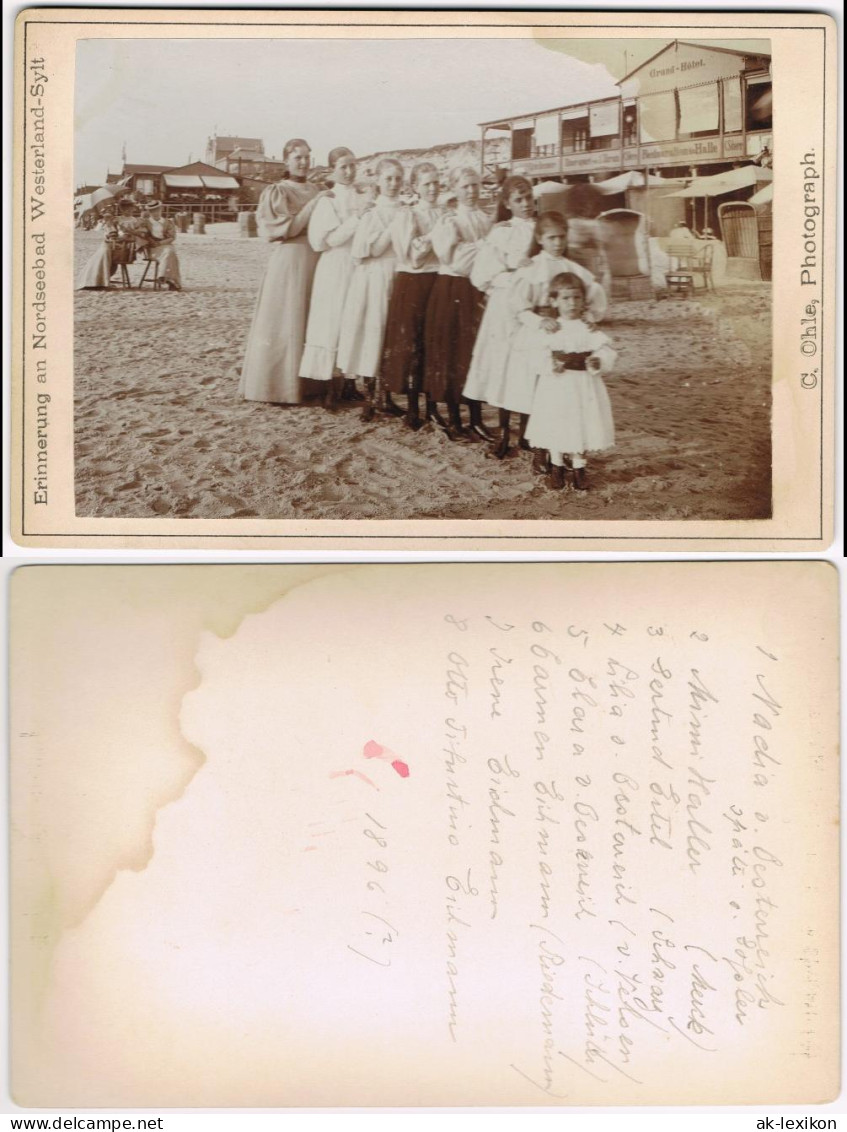 Westerland-Sylt Strand, Mädchen Grand-Hotel, CDV Kabinettfoto 1896 Kabinetfoto - Altri & Non Classificati