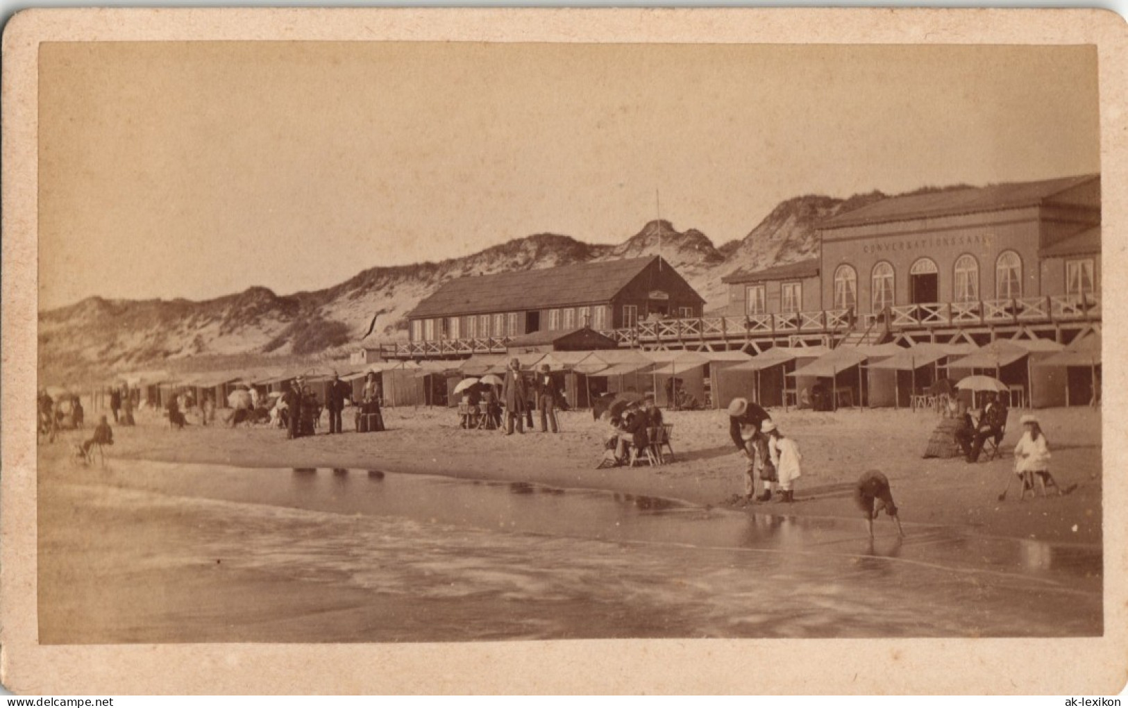 Westerland-Sylt Belebter Strand - Conversationssaal CDV 1884 Kabinettfoto - Other & Unclassified