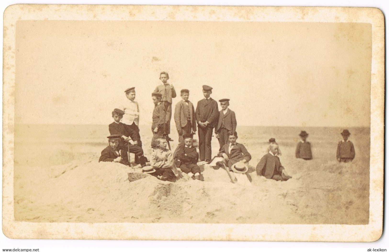 Foto Sylt Insel Sylt, Jungen Am Strand 1882 Privatfoto Kabinettfoto - Autres & Non Classés