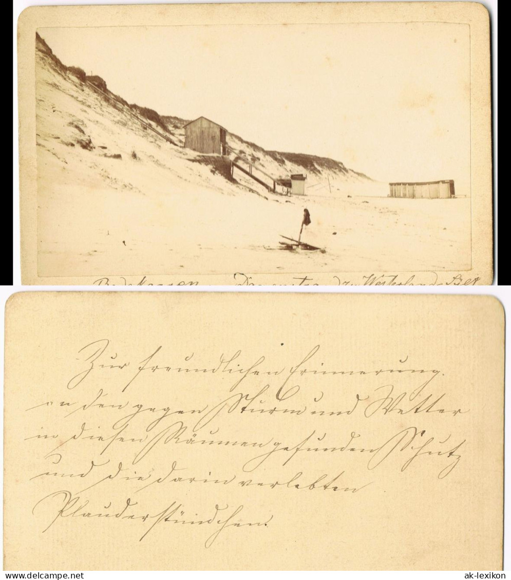 Westerland-Sylt Strand, Aufgang - Hütten CDV 1873 Privatfoto Kabinettfoto - Sonstige & Ohne Zuordnung