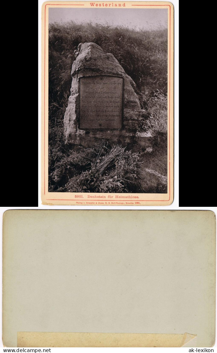 Westerland-Sylt Denkstein Für Heimatlose - CDV Kabinettfoto 1895 - Other & Unclassified