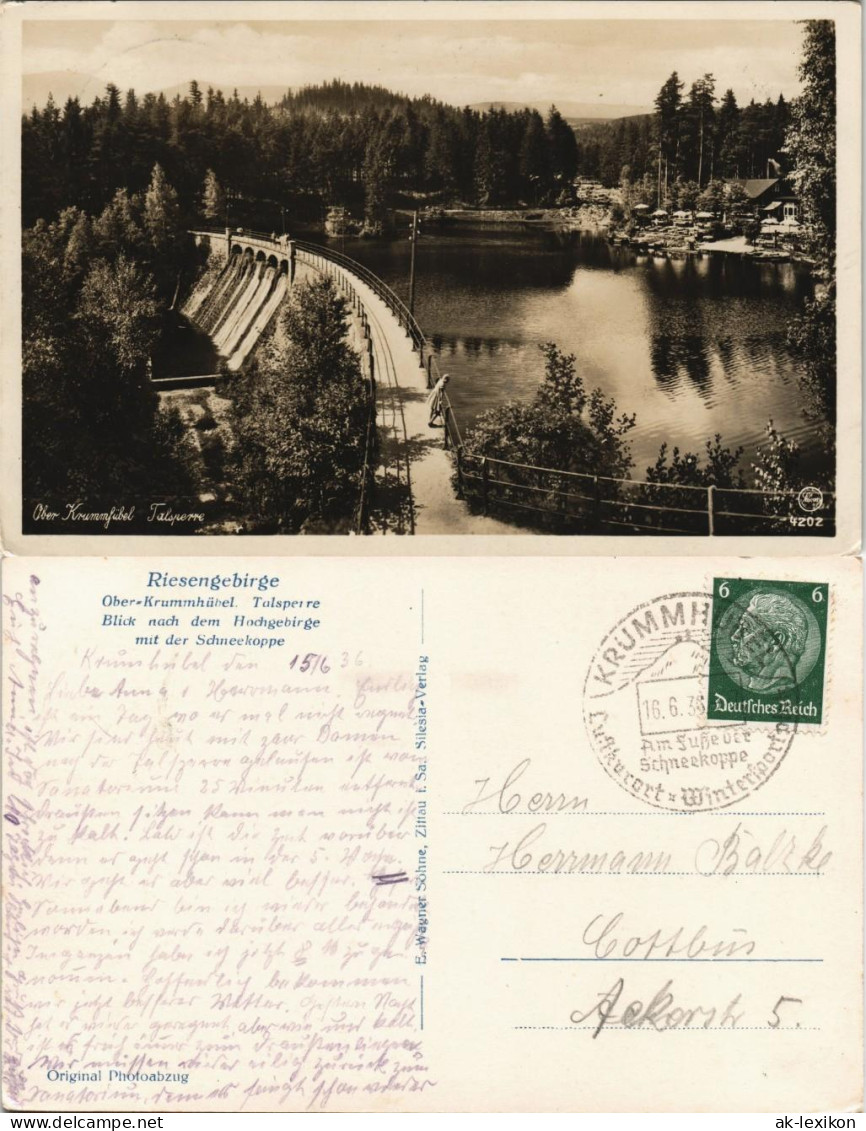 Postcard Krummhübel Karpacz Talsperre, Restaurant 1932 # - Schlesien