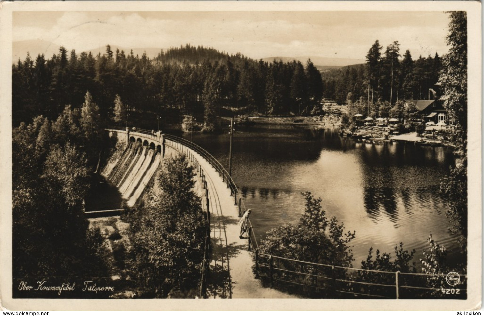 Postcard Krummhübel Karpacz Talsperre, Restaurant 1932 # - Schlesien