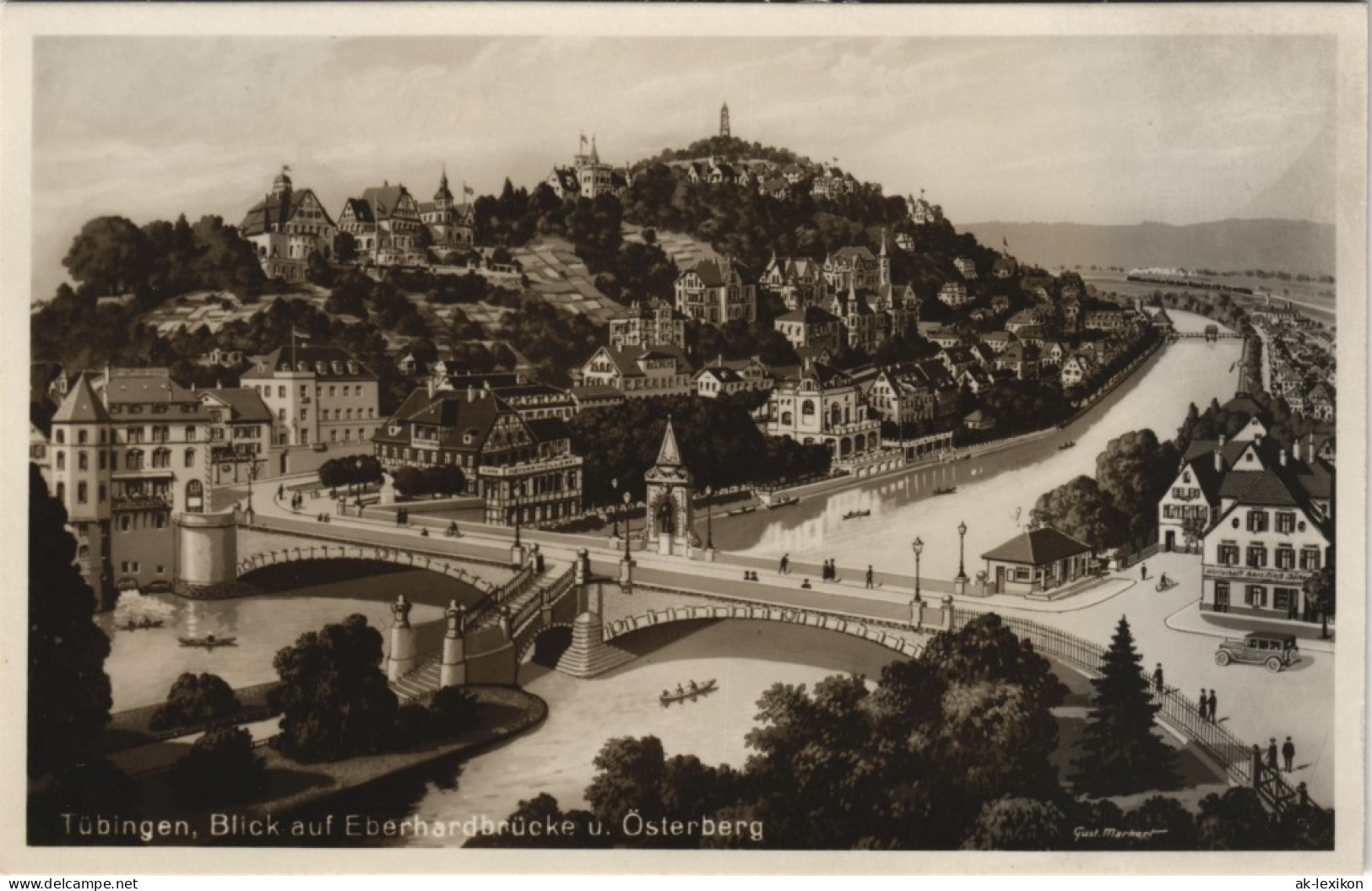 Ansichtskarte Tübingen Stadtpartie - Künstlerkarte Fotokunst 1929 - Tübingen