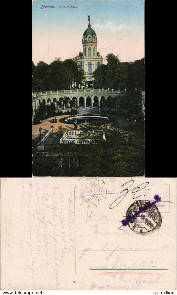 Postcard Breslau Wrocław Liebichshöhe 1916 - Schlesien