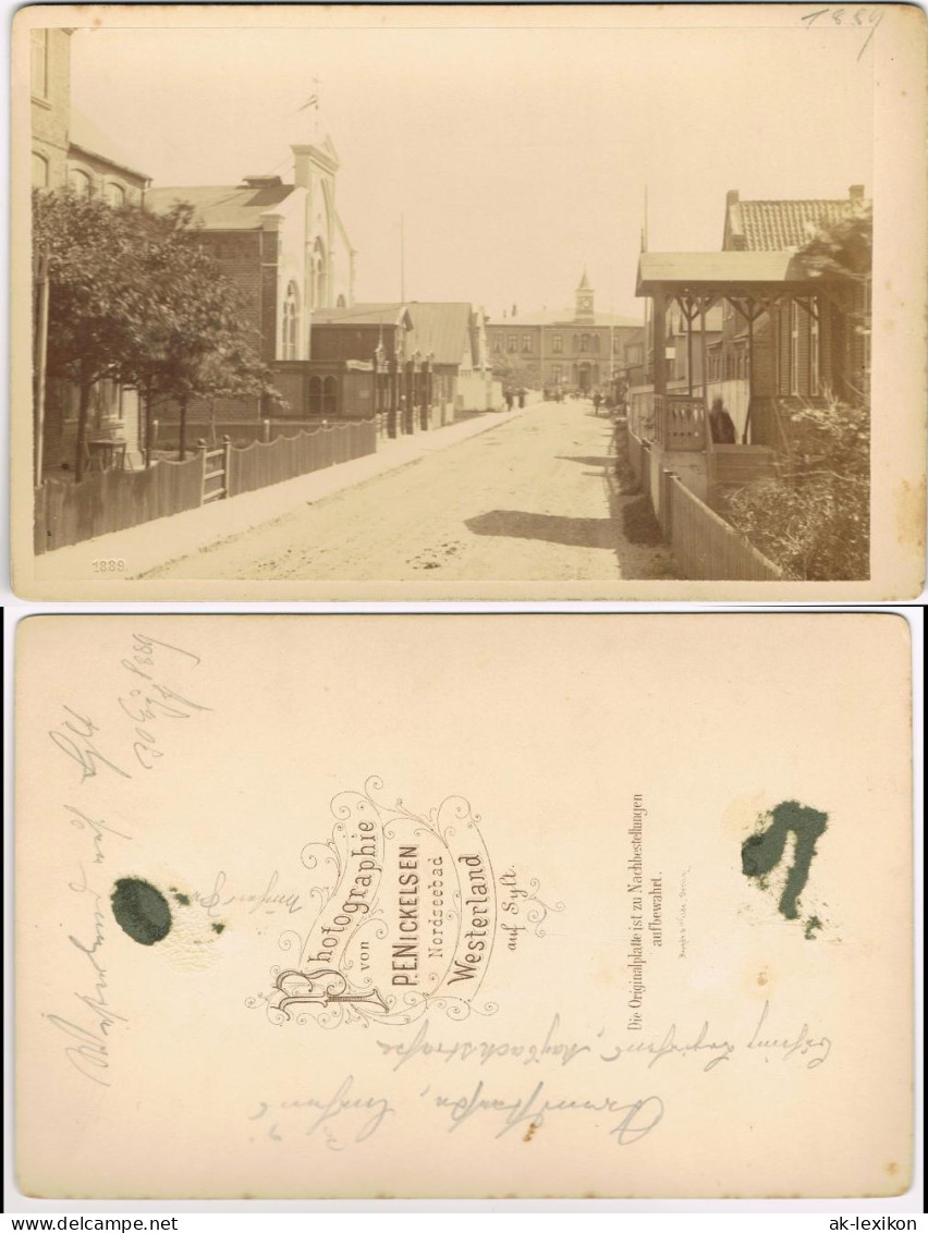 Ansichtskarte Westerland-Sylt Strandstraße , Restaurants 1889 Kabinetfoto - Sonstige & Ohne Zuordnung