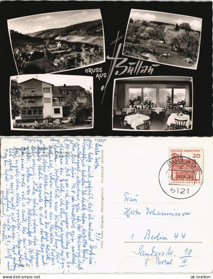 Ansichtskarte Bullau-Erbach (Odenwald) 4 Bild: Stadt Und Pension 1967 - Erbach