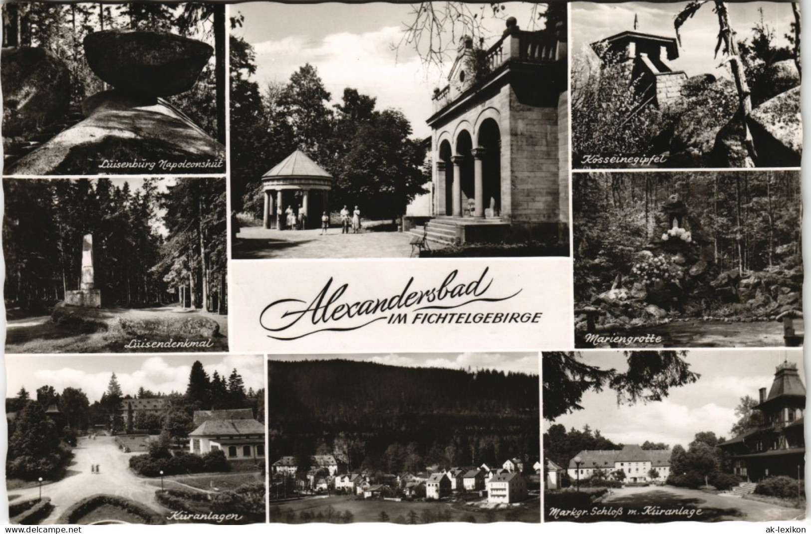 Ansichtskarte Bad Alexandersbad MB: Mariengrotte, Luisendenkmal, Uvm 1958 - Autres & Non Classés