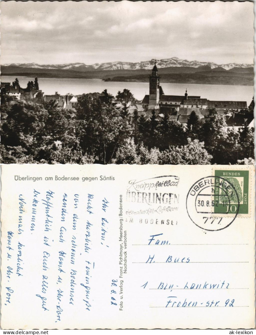 Ansichtskarte Überlingen Stadt Und Alpen 1962 - Überlingen