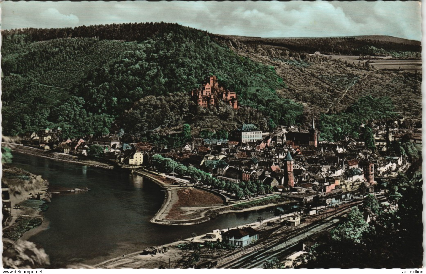 Ansichtskarte Wertheim Stadt, Bahnhof - Colorierte Foto AK 1959 - Wertheim