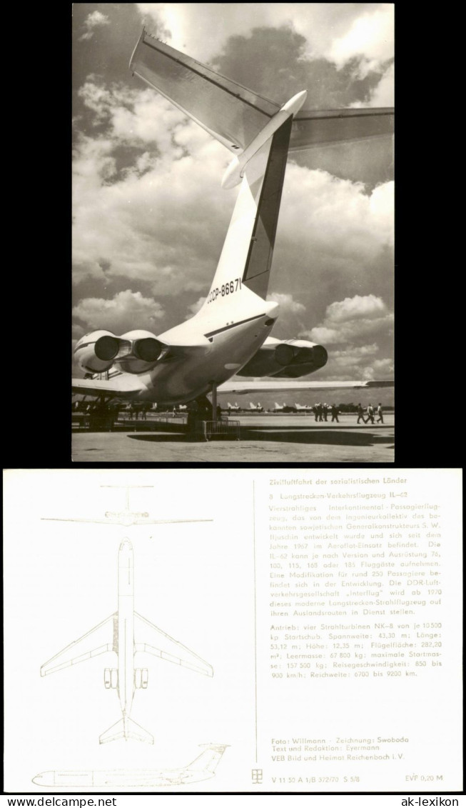 Ansichtskarte  Langstrecken Verkehrsflugzeug IL-2 Flugzeuge - Airplane 1970 - 1946-....: Ere Moderne