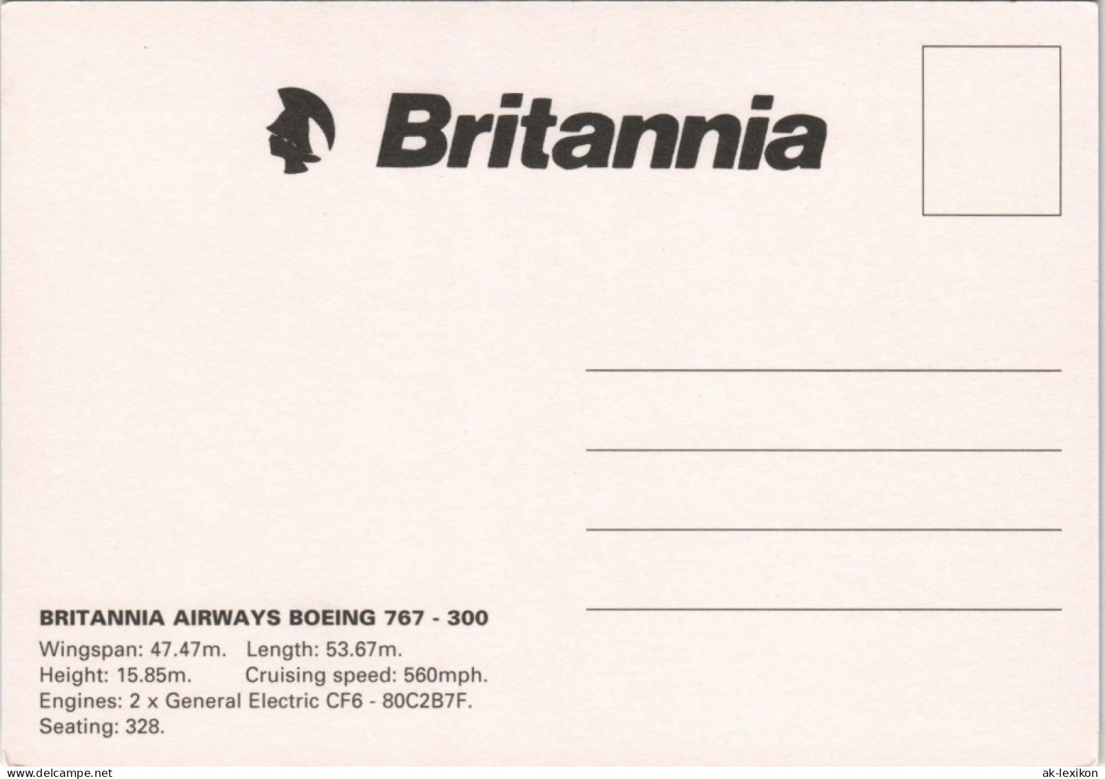 Britannia Airways Boeing 767-300 Britannia Flugwesen - Flugzeuge 1987 - 1946-....: Era Moderna