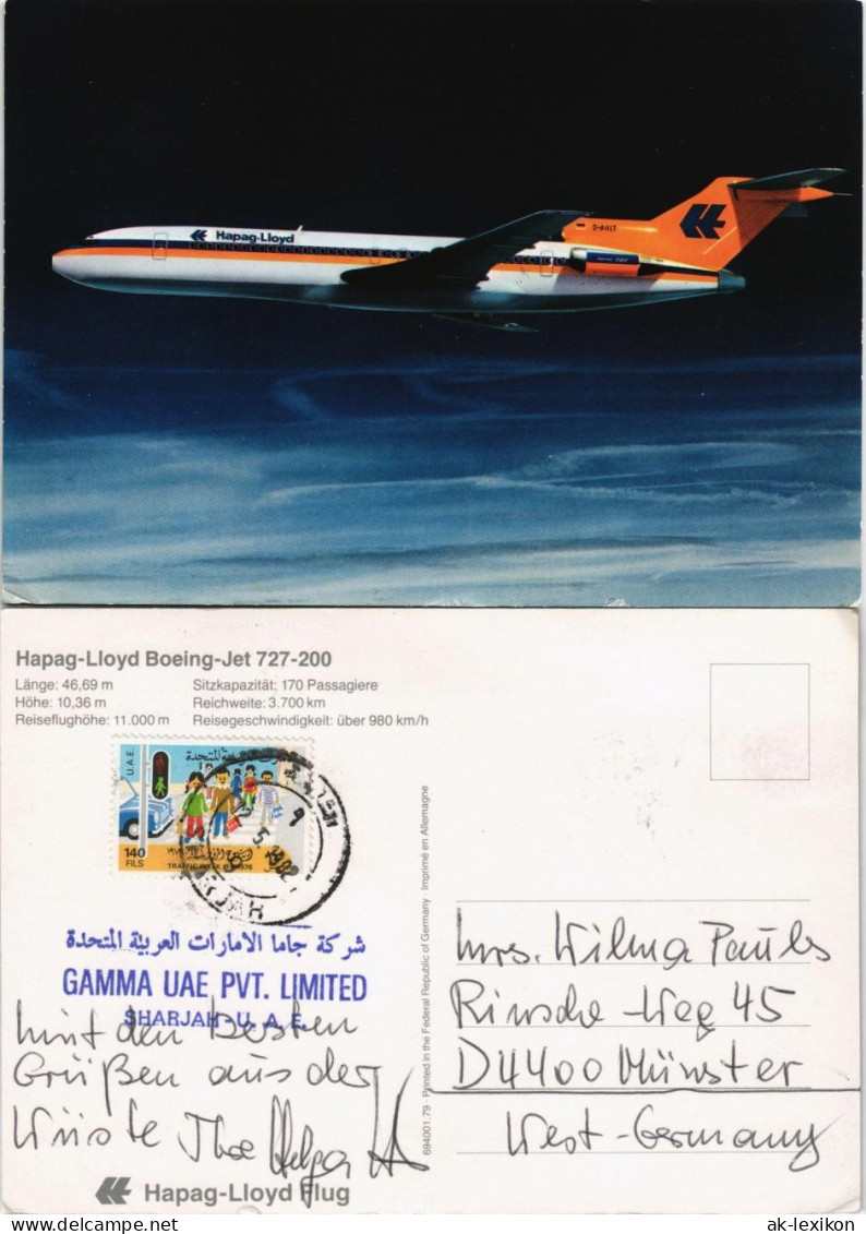 Ansichtskarte  Hapag-Lloyd Boeing-Jet 727-200 Flugwesen - Flugzeuge 1992 - 1946-....: Era Moderna