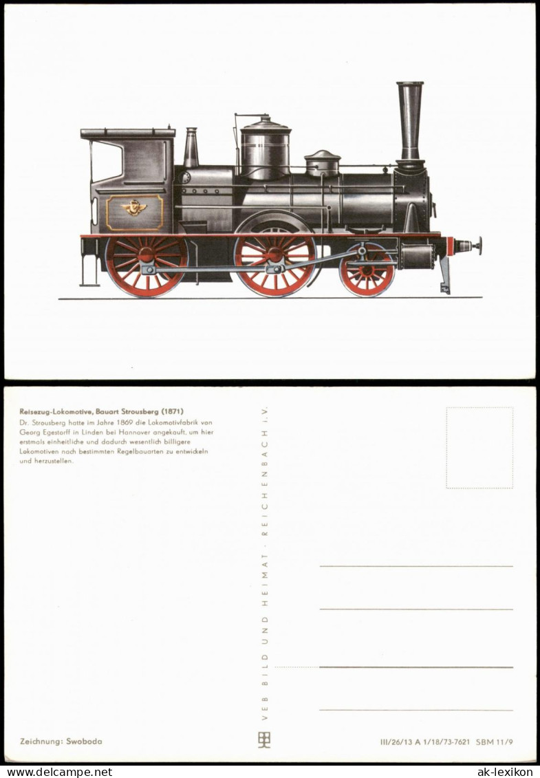 Reisezug-Lokomotive Bauart Strousberg (1871) Nach Zeichnung Swoboda 1973 - Treinen