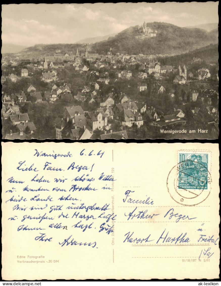 Ansichtskarte Wernigerode Panorama-Ansicht DDR AK 1961 - Autres & Non Classés