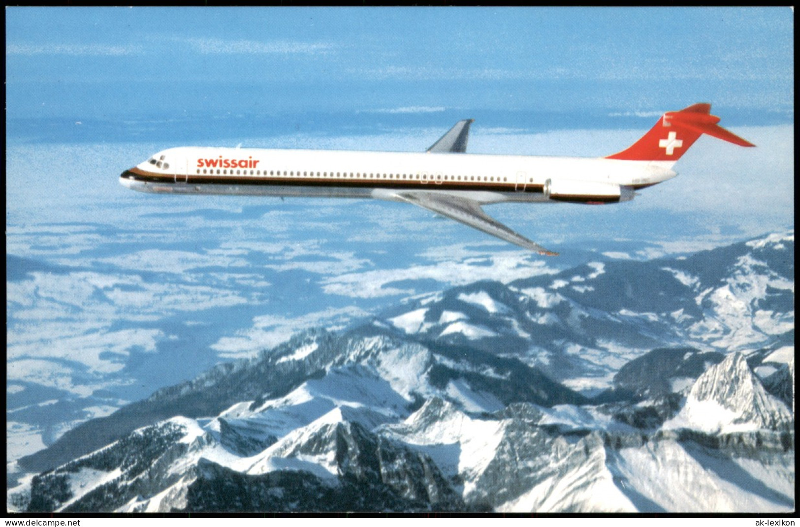 Ansichtskarte  Swissair Airline Flugzeug MCDONNELL-DOUGLAS MD-81 1980 - 1946-....: Moderne