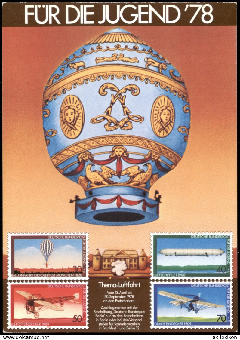 Briefmarken-Ansichtskarte Für Die Jugen Luftfahrt Briefmarken 1978 - Sellos (representaciones)