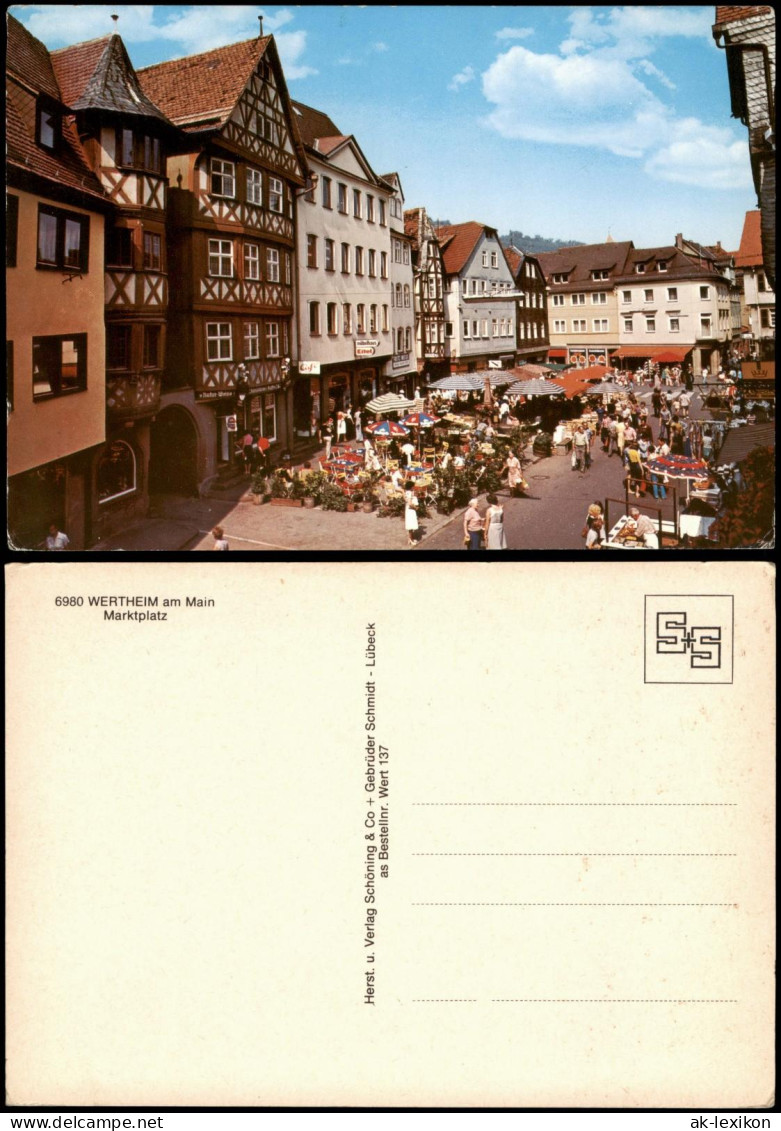 Ansichtskarte Wertheim Marktplatz, Markttreiben 1975 - Wertheim