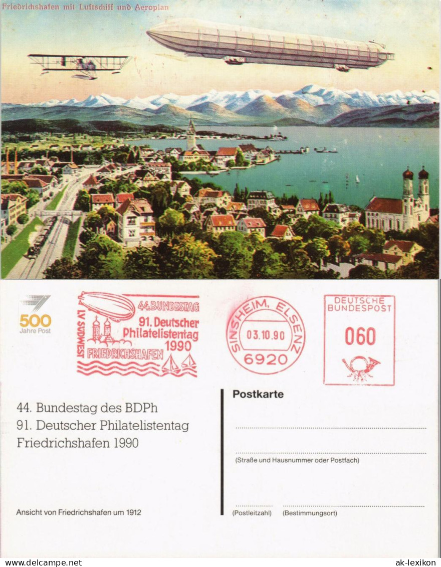 Friedrichshafen Repro Zeppelin 91. PHIl. Tag Sonderstempel 1912/1990 - Friedrichshafen