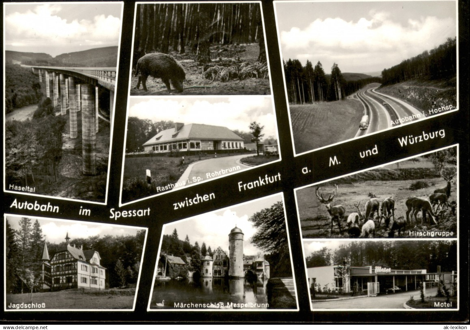 Mespelbrunn Mehrbild-AK Sehenswürdigkeiten, Autobahn Hotel Im SPESSART 1960 - Altri & Non Classificati