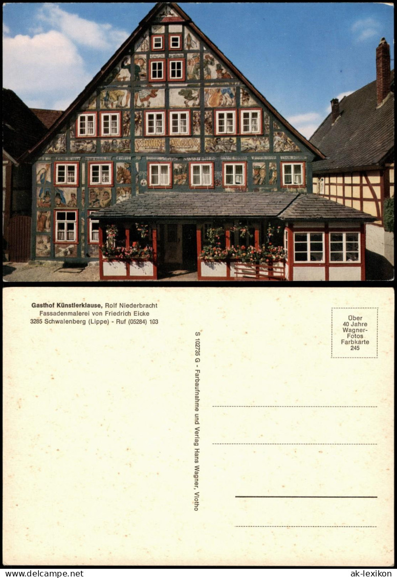 Schwalenberg-Schieder Gasthof Künstlerklause, , Fassaden-Malerei F. Eicke 1975 - Other & Unclassified