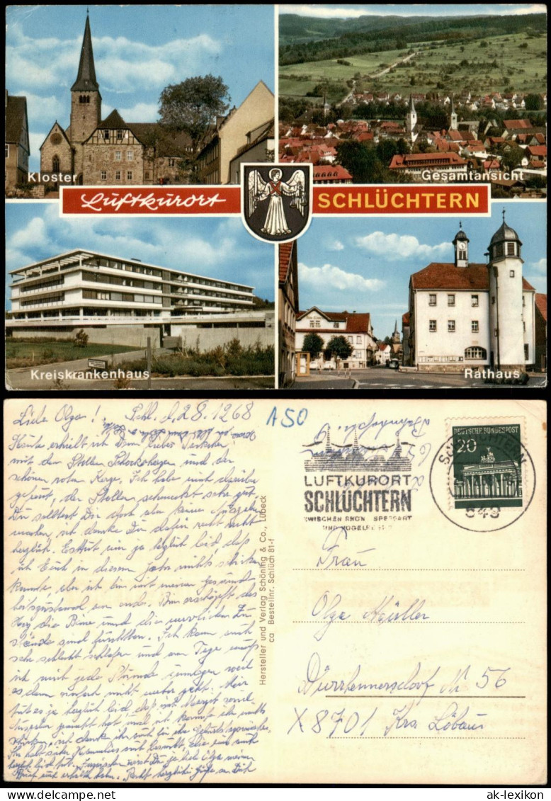 Schlüchtern Mehrbild-AK Mit Kloster, Kreis-Krankenhaus U. Rathaus 1968 - Otros & Sin Clasificación