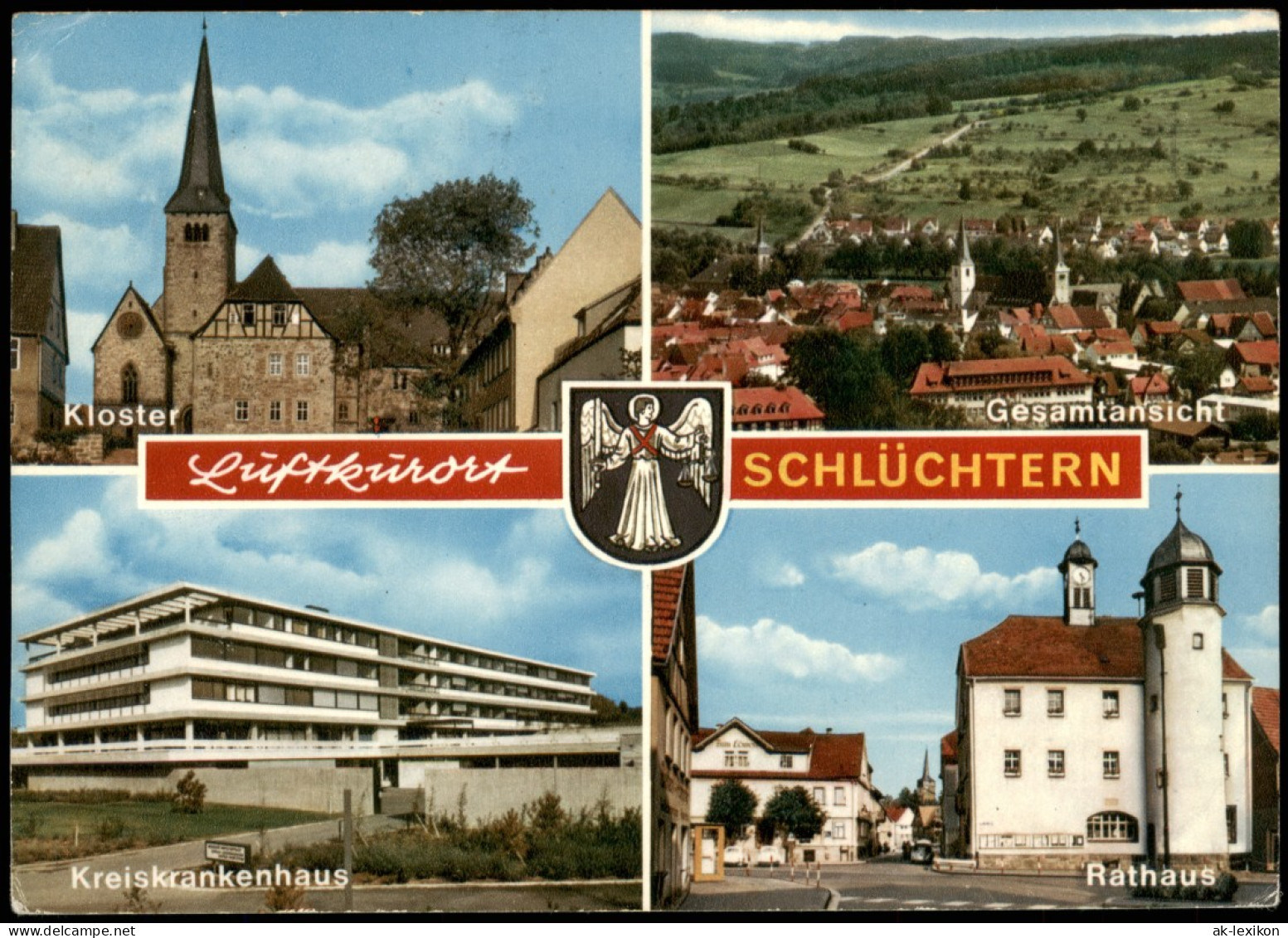 Schlüchtern Mehrbild-AK Mit Kloster, Kreis-Krankenhaus U. Rathaus 1968 - Otros & Sin Clasificación