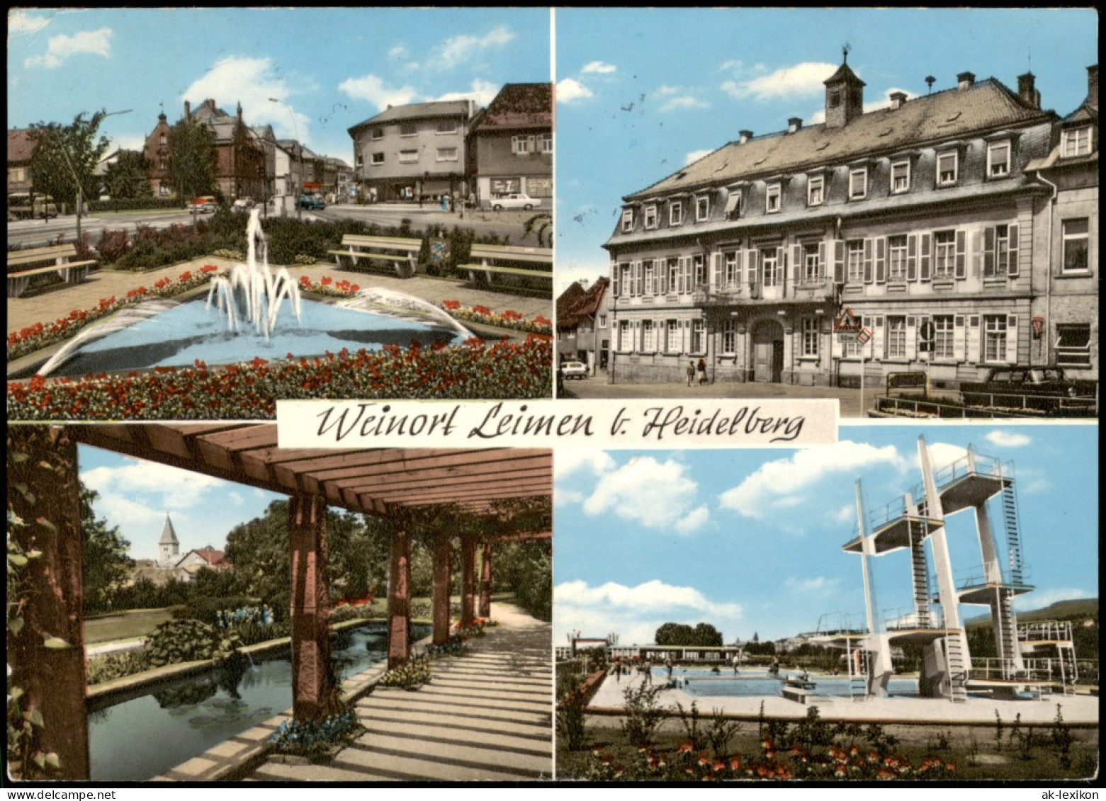 Ansichtskarte Leimen (Baden) Straße, Schloß, Schwimmbad 1969 - Autres & Non Classés