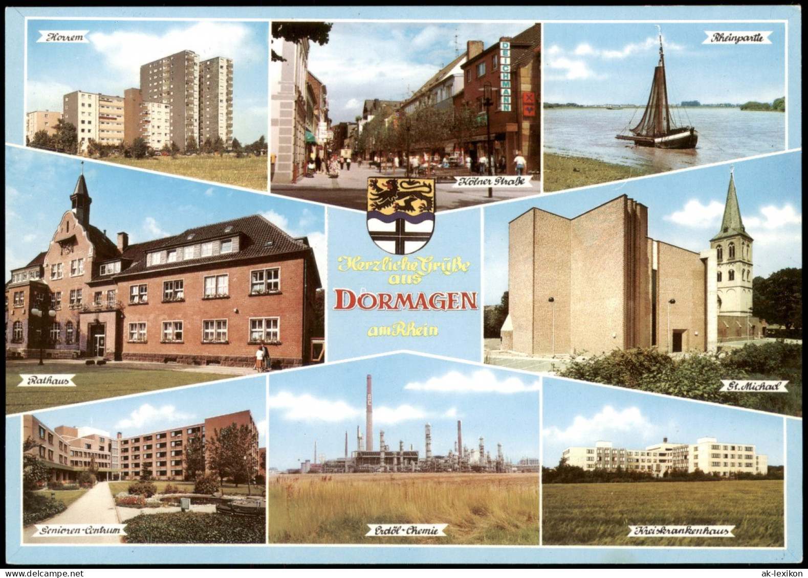 Dormagen Stadtteilansichten U.a. Erdöl Chemie, Rathaus, Rhein Partie 1975 - Andere & Zonder Classificatie