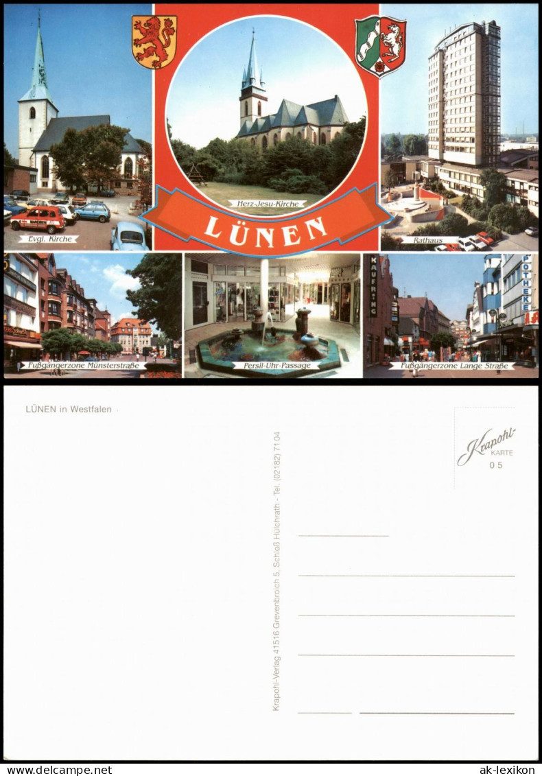 Lünen (Westfalen)   Fußgängerzone Lange Straße, Persil-Uhr-Passage Uvm. 1980 - Autres & Non Classés