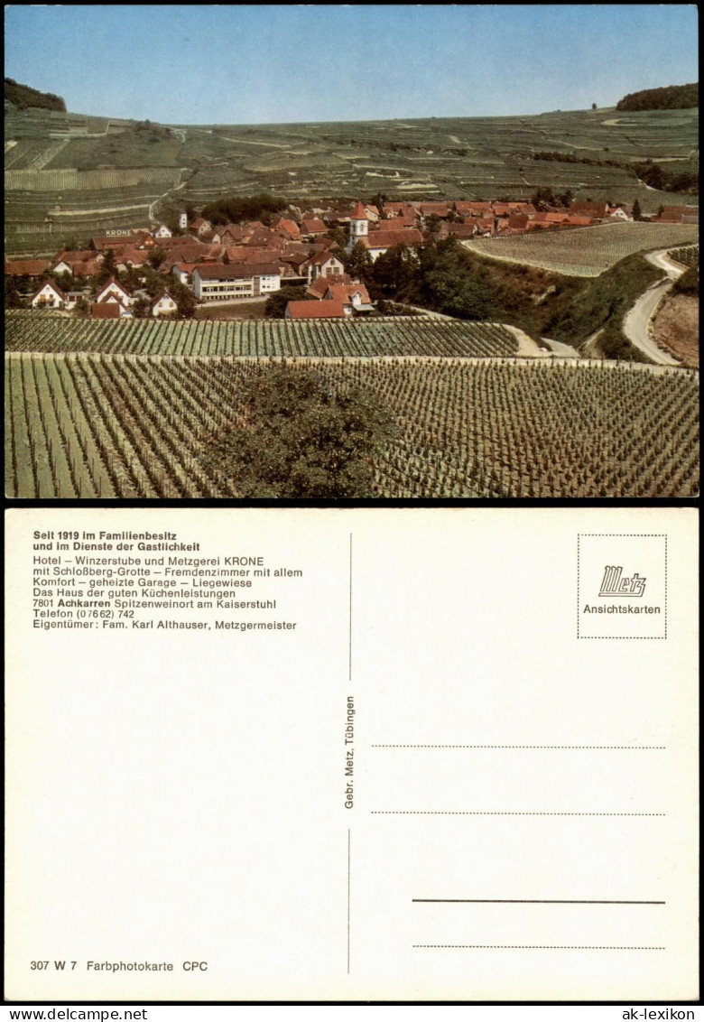 Achkarren-Vogtsburg Im Kaiserstuhl Hotel - Winzerstube Und Metzgerei KRONE 1973 - Autres & Non Classés