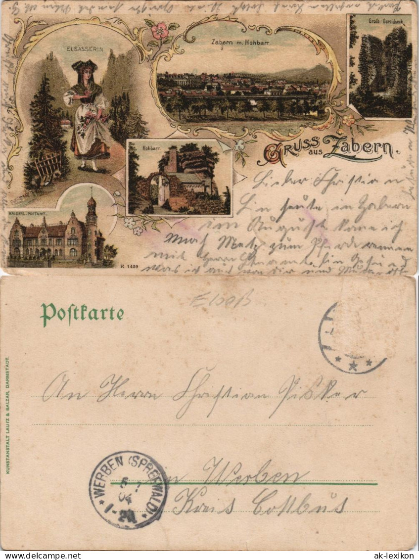 CPA Litho AK Zabern Saverne MB Tracht, Stadt, Post - Elsaß 1904 - Sonstige & Ohne Zuordnung