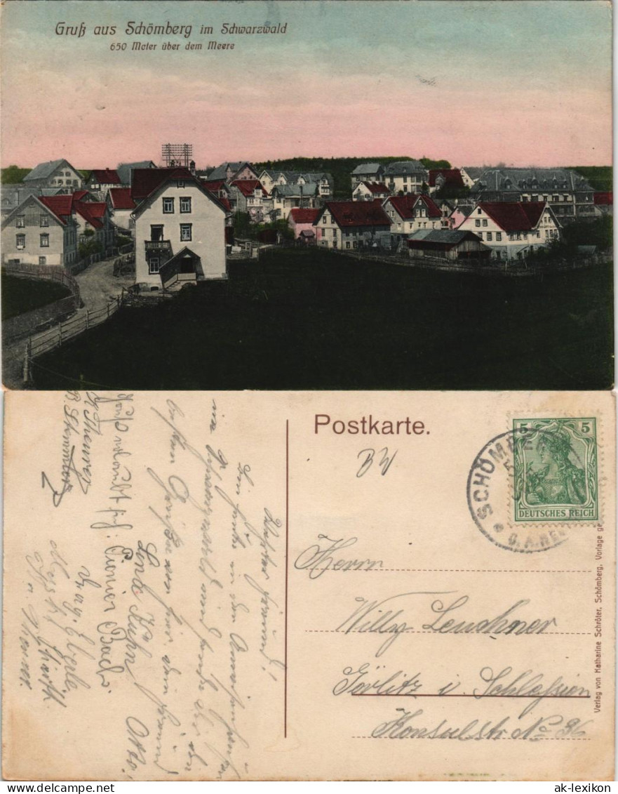 Ansichtskarte Schömberg (Schwarzwald) Stadtpartie 1911 - Schömberg