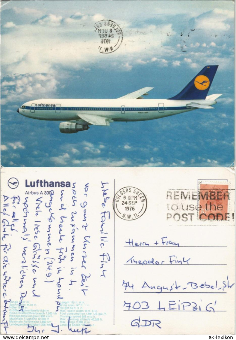 Ansichtskarte  Flugwesen - Flugzeuge Lufthansa Airbus A 300 1976 - 1946-....: Era Moderna