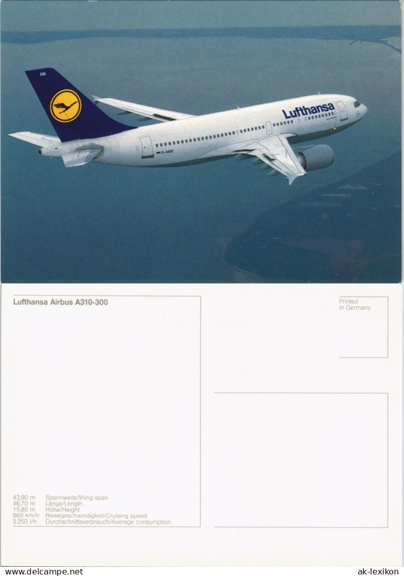 Ansichtskarte  Lufthansa Airbus A310-300 Flugwesen - Flugzeuge 1993 - 1946-....: Modern Era