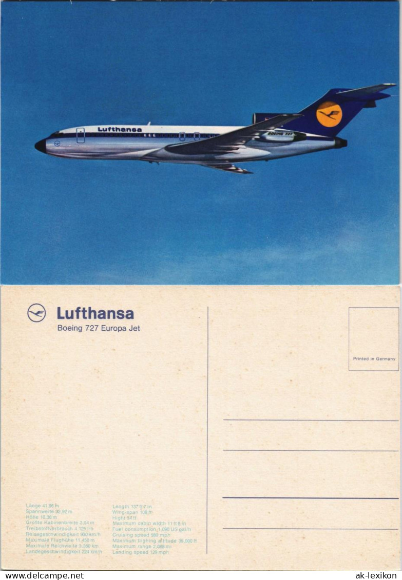 Ansichtskarte  Lufthansa Boeing 727 Europa Jet Flugwesen Flugzeug 1979 - 1946-....: Ere Moderne