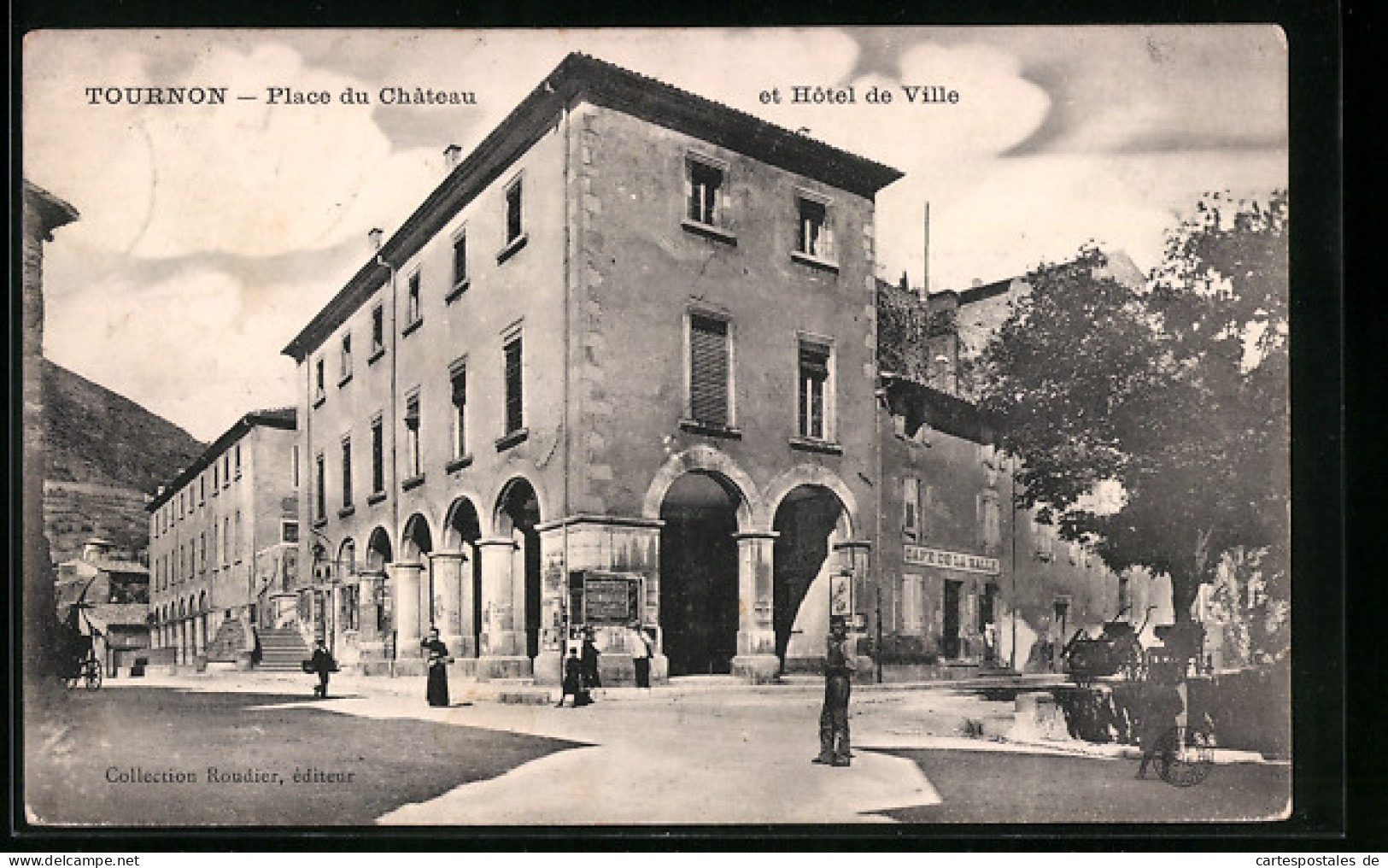 CPA Tournon, Place Du Chateau Et Hotel De Ville  - Tournon