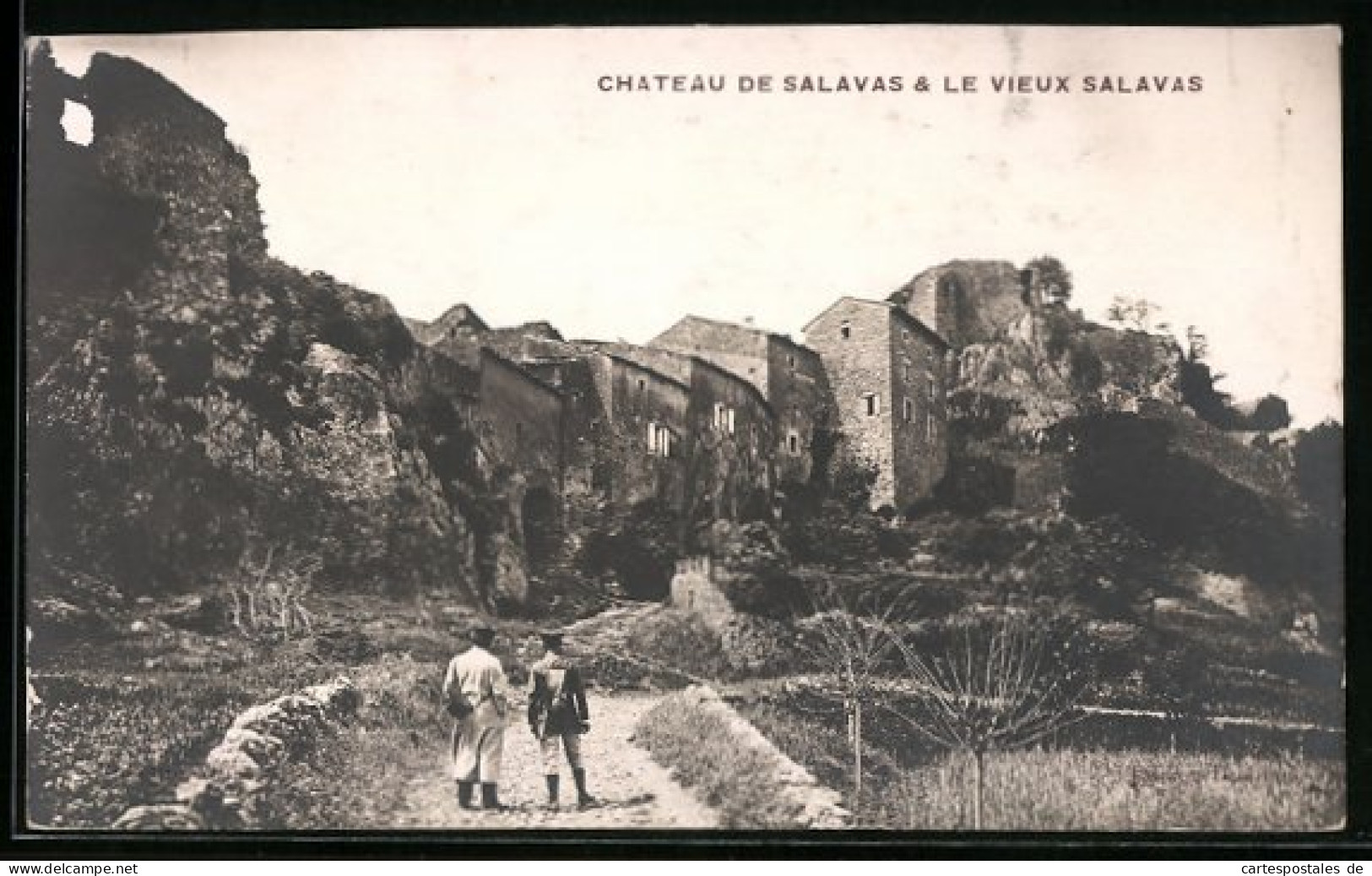 CPA Salavas, Chateau & Le Vieux De La Village  - Other & Unclassified