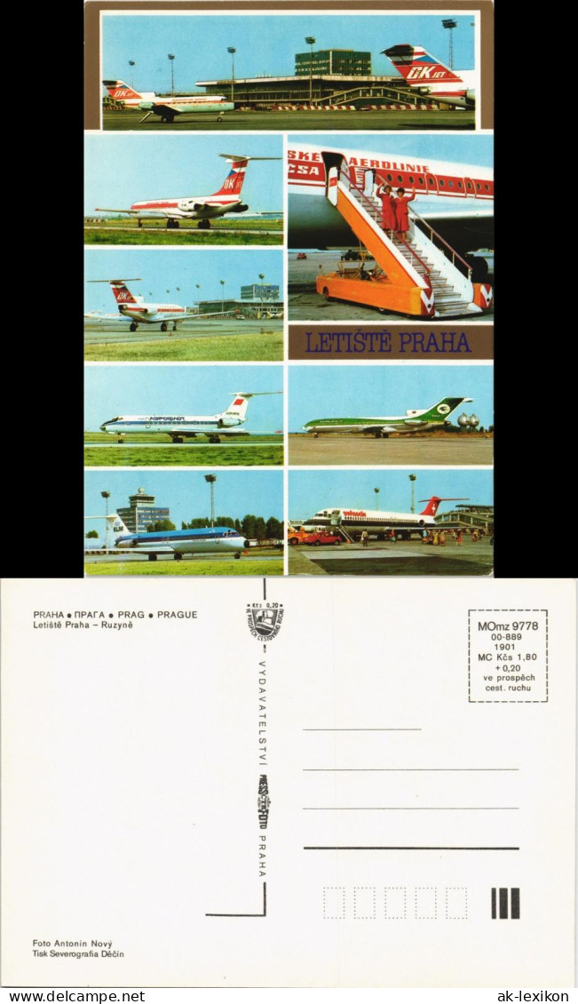 Prag Praha Letiště Praha Ruzyně Flughafen Airport Multi-View-Postcard 1980 - Tschechische Republik