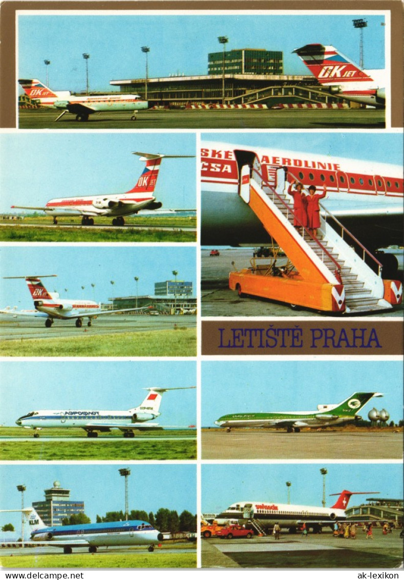Prag Praha Letiště Praha Ruzyně Flughafen Airport Multi-View-Postcard 1980 - Czech Republic