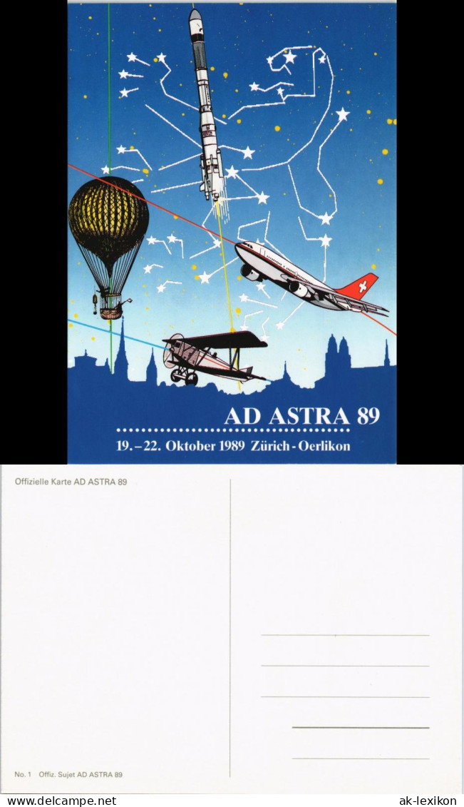 Ansichtskarte  19.-22. Oktober 1989 Zürich - Oerlikon AD ASTRA 89 1989 - Raumfahrt