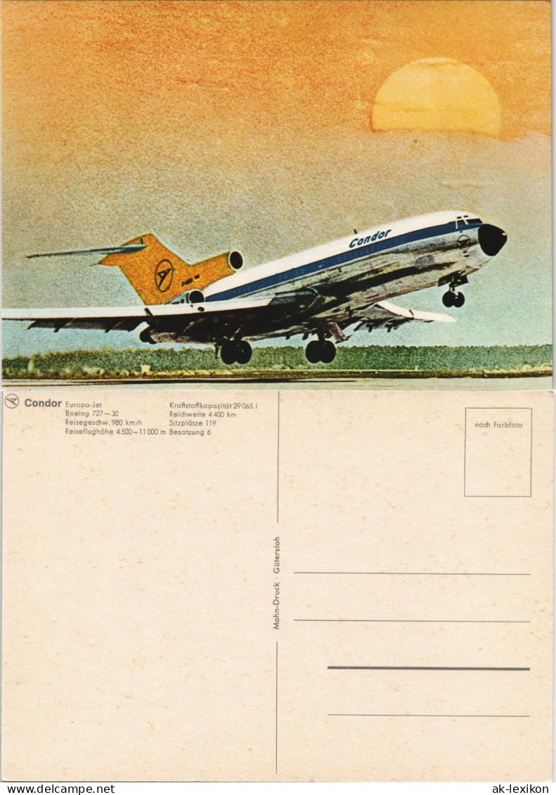 Condor Europa-Jet Boeing 727-30 Flugwesen Airplane Flugzeug 1970 - 1946-....: Modern Era