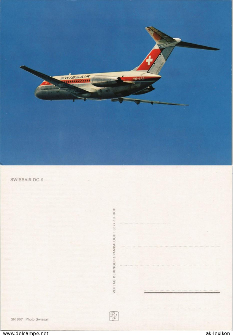 Ansichtskarte .Schweiz Flugwesen Flugzeug SWISSAIR DC 9 1980 - Autres & Non Classés