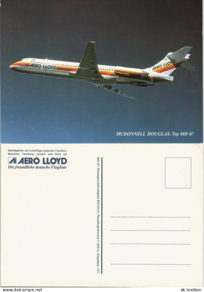 Ansichtskarte  AERO LLOYD MCDONNELL DOUGLAS Typ MD-87 Flugwesen Flugzeug 1990 - 1946-....: Ere Moderne