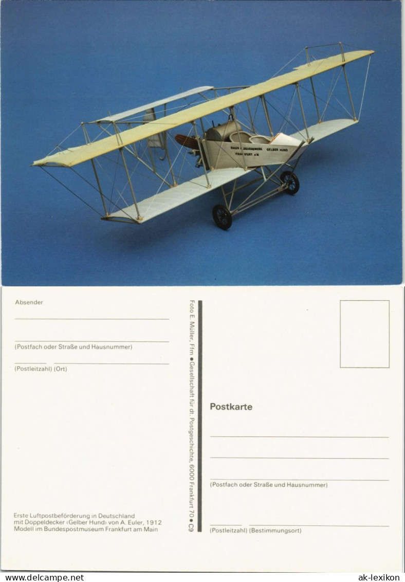 Deutschland Doppeldecker Gelber Hund Anno 1912 Flugwesen Flugzeug 1980 - 1946-....: Modern Era