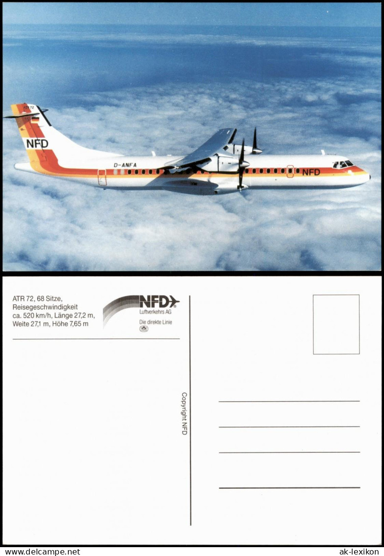 Ansichtskarte  ATR 72 Flugzeug Airplane Avion NFD Luftverkehrs AG 1999 - 1946-....: Moderne